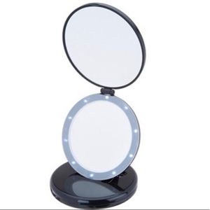 Black Dual Magnifying Mirror/ Crystal Initial S